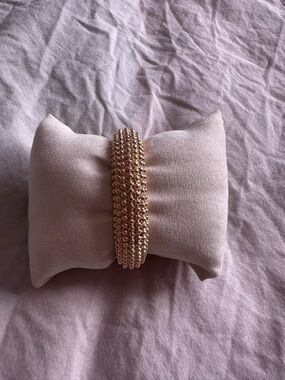 Gold Beaded Cluster Stretch Bracelet Statement Bubble Ball Cuff Bangle